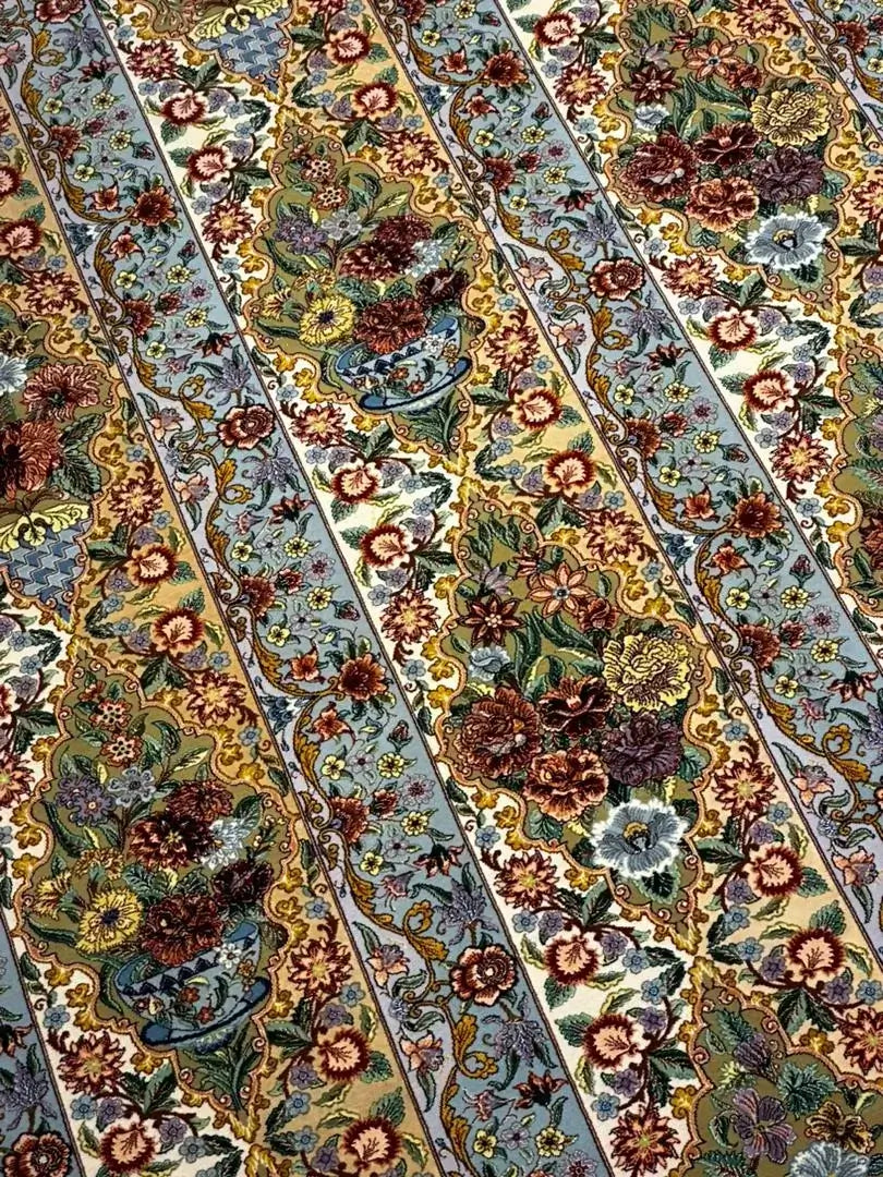 "Luxury Persian carpet, silk-warped and wool-pile, handcrafted in Isfahan by Master Khajeh."
